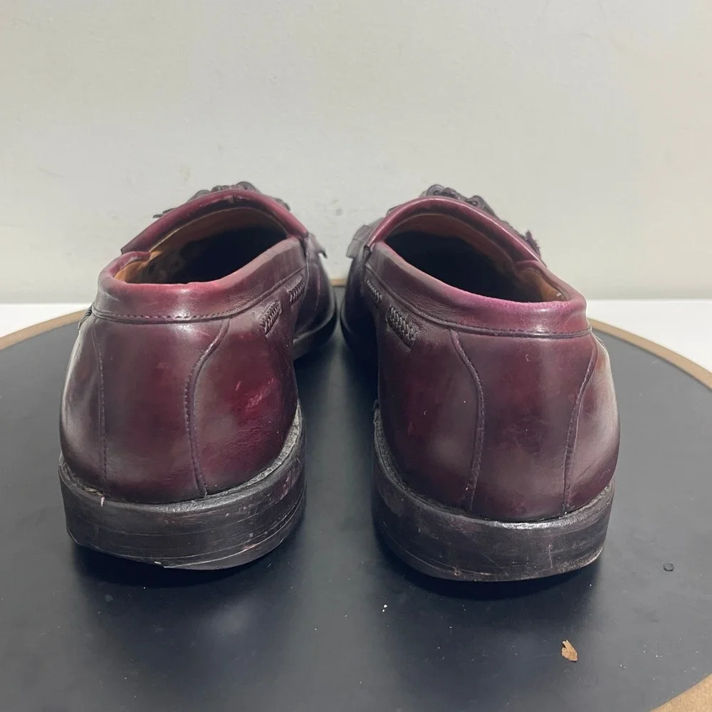 Allen Edmonds Cody Tassel Loafers Men 10.5D Burgundy‎ Leather Woven Vamp READ